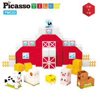 PicassoTiles Magnet Cube Farm House Mix and Match Building Set