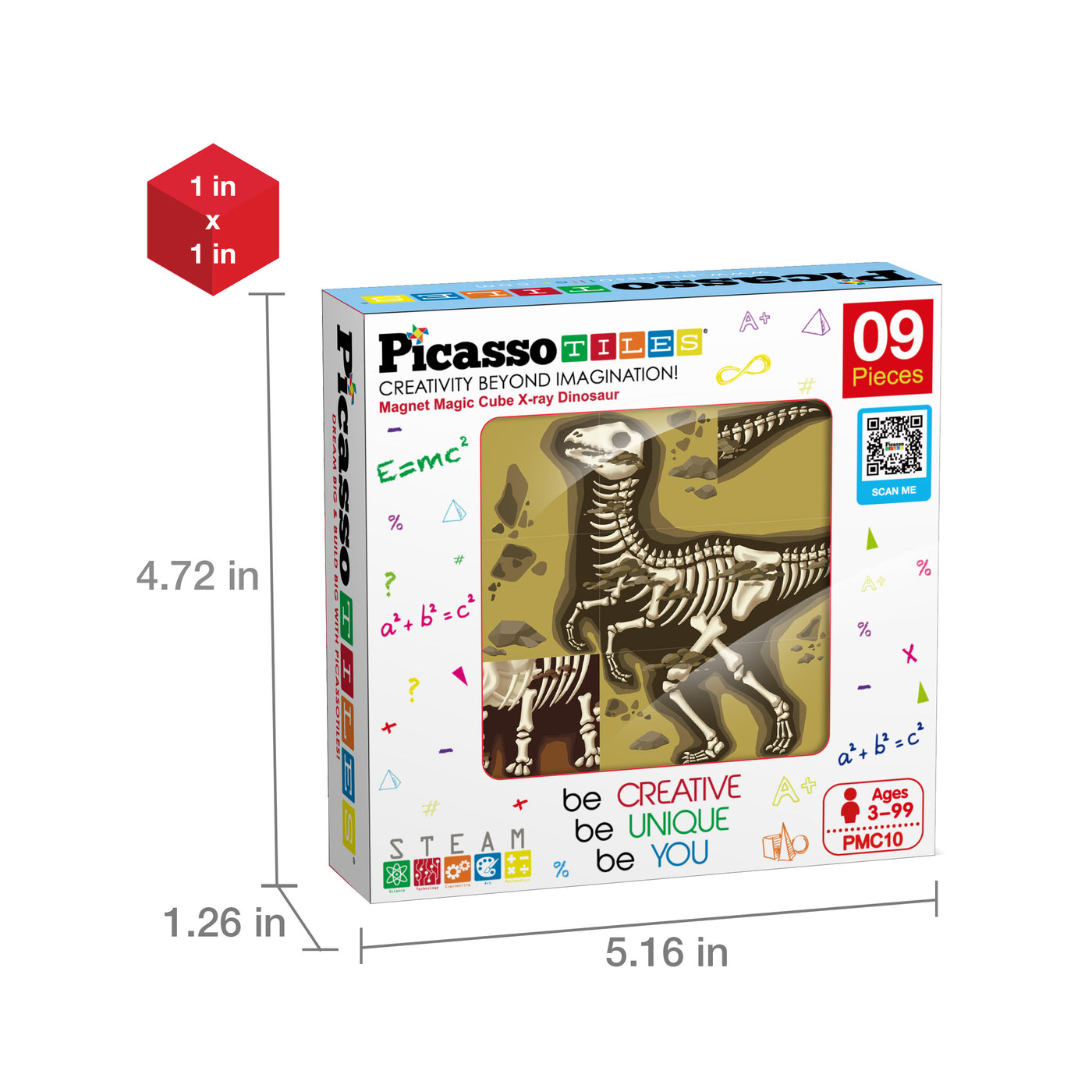 PicassoTiles Magnetic Fossil Dinosaur 3D Puzzle Cube Building Blocks