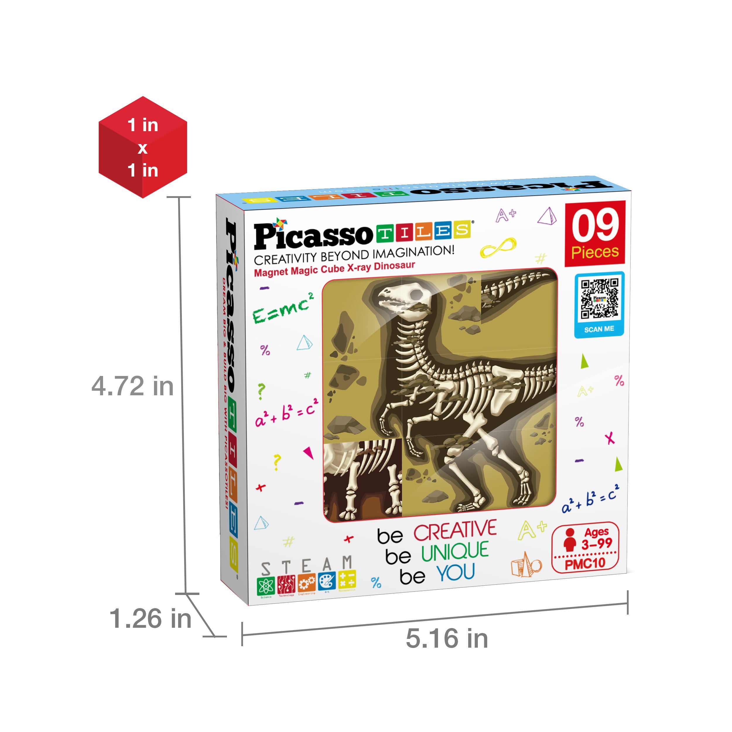 PicassoTiles Magnetic Fossil Dinosaur 3D Puzzle Cube Building Blocks