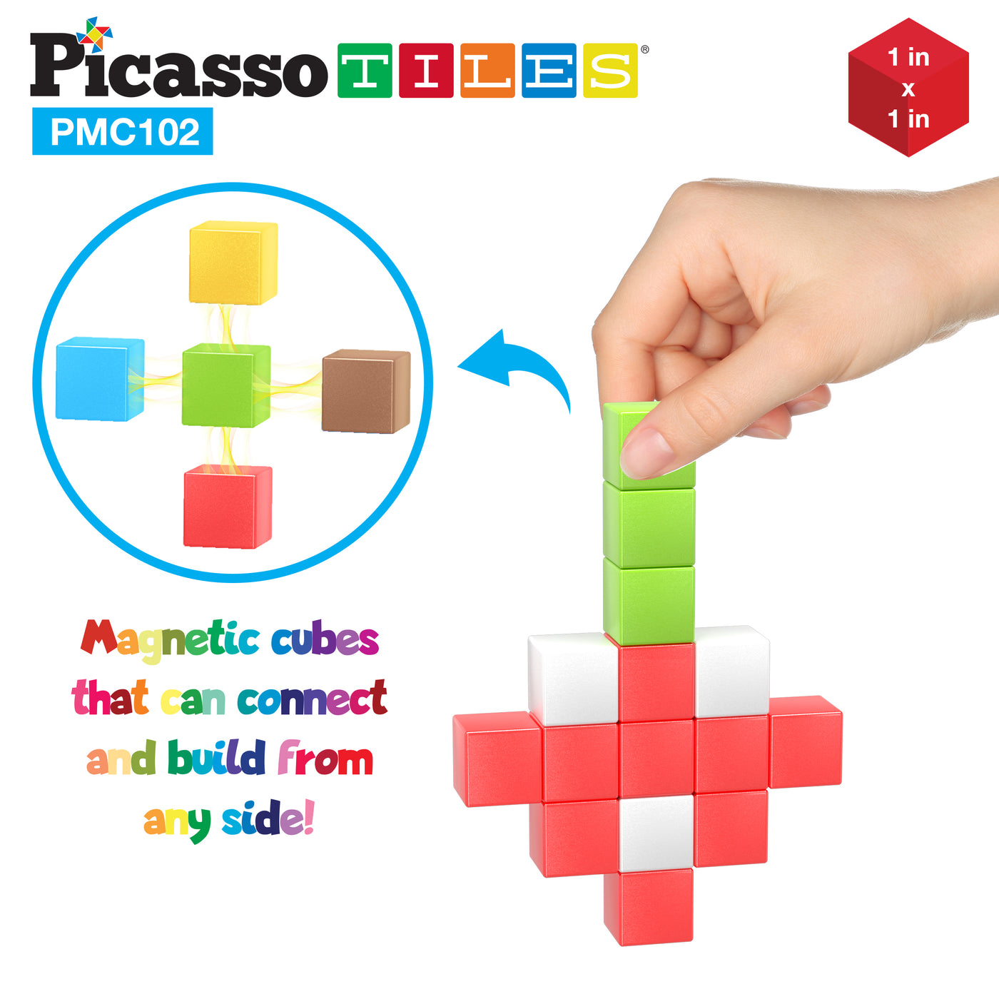 PicassoTiles 102pc Mini Pixel Puzzle Cube Set