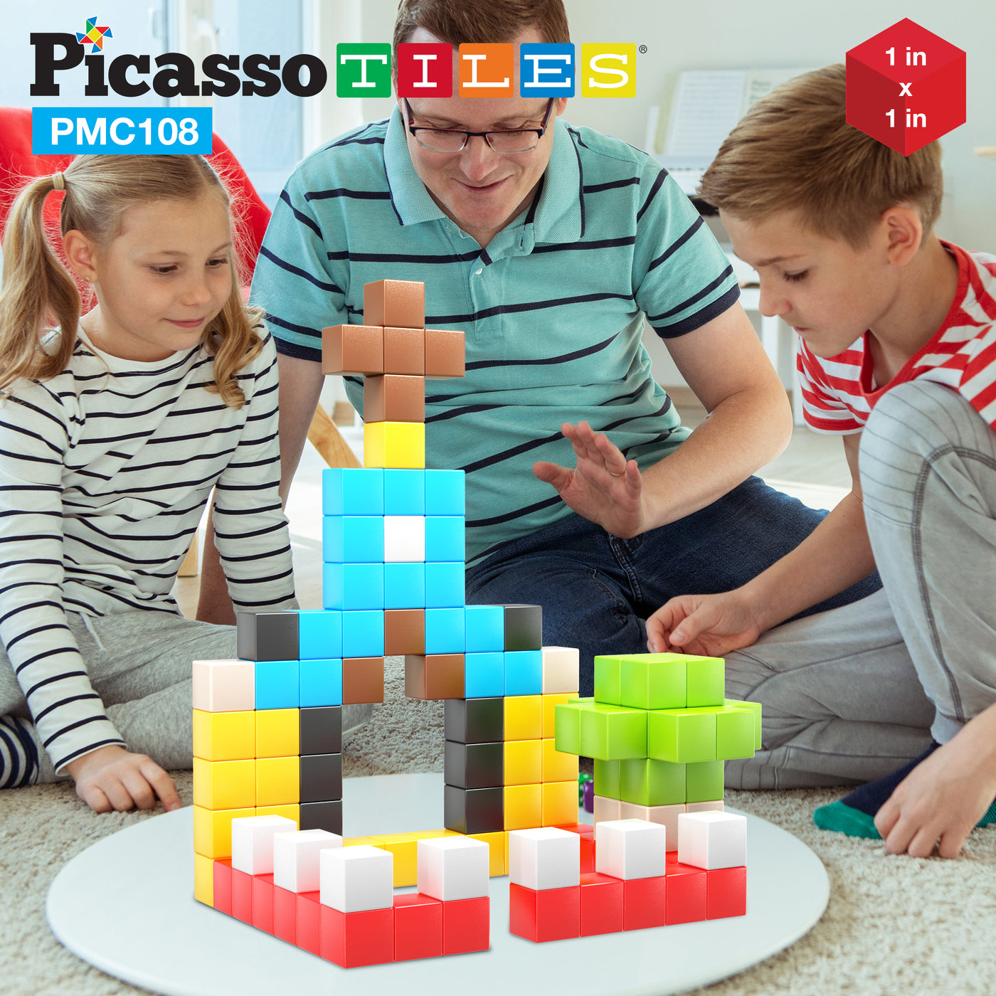 PicassoTiles Magnetic Puzzle Cubes 108 Pieces PMC108 with FREE Ideabook