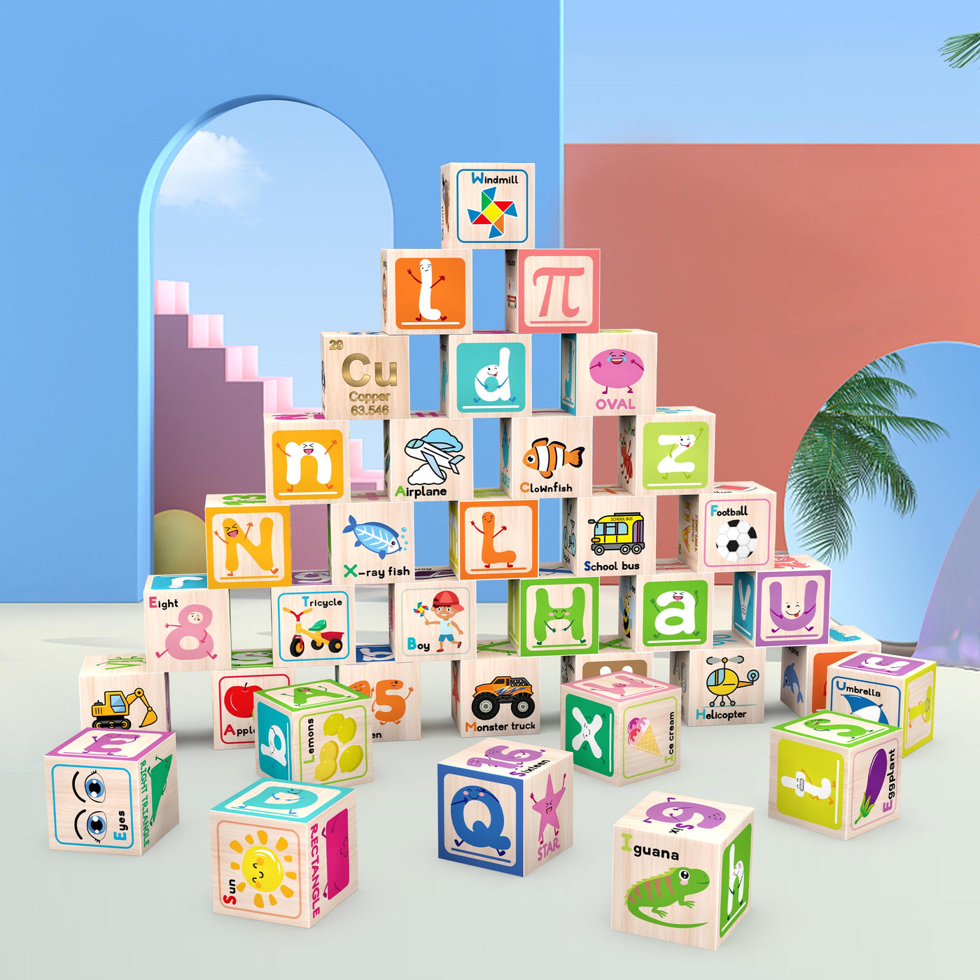 PicassoTiles 36 Piece Magnetic Cubes Alphabet & Numbers