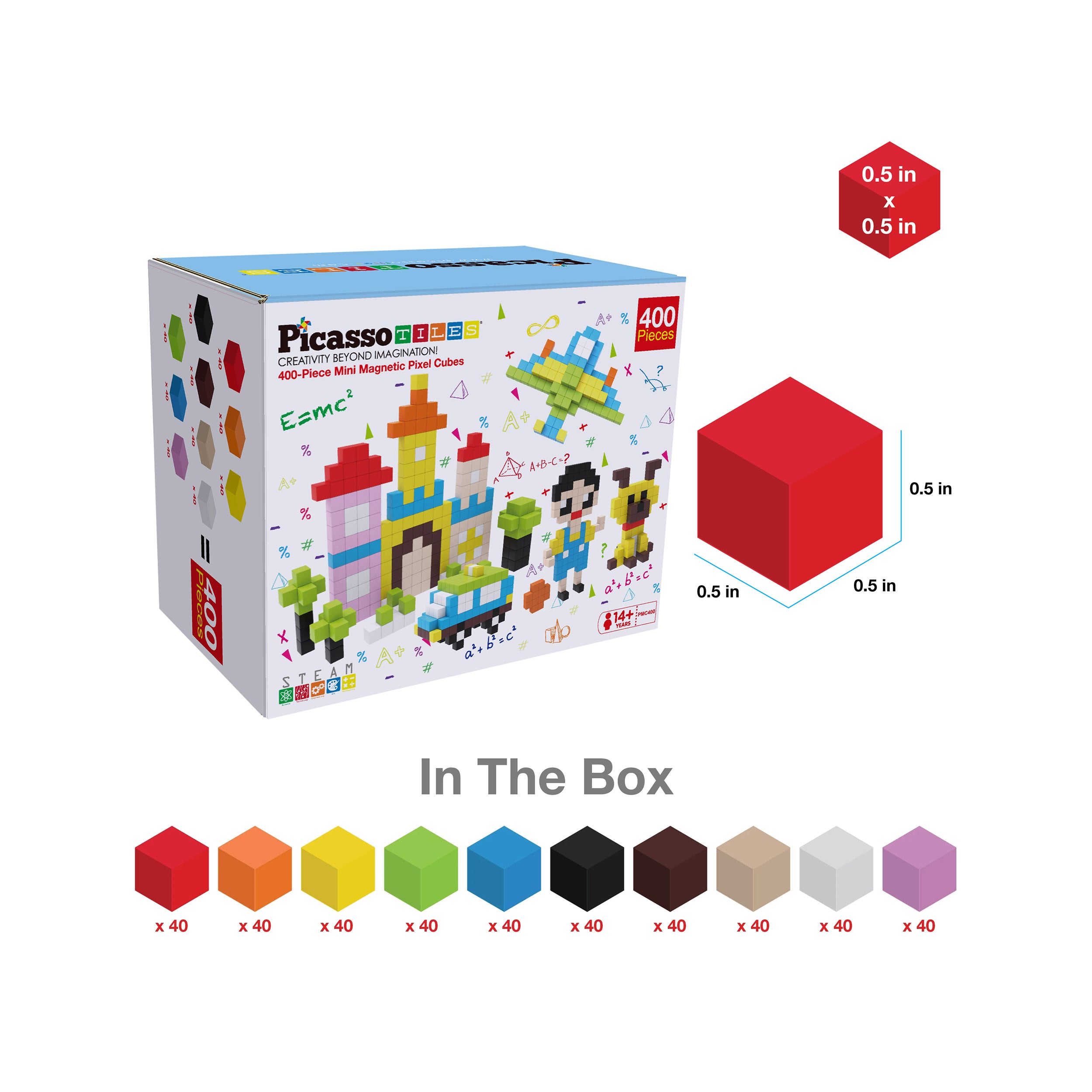 PicassoTiles 400pc Magnetic Mini Pixel Puzzle Cubes