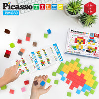 PicassoTiles 50PC Pixel Magnetic Puzzle Cube Set