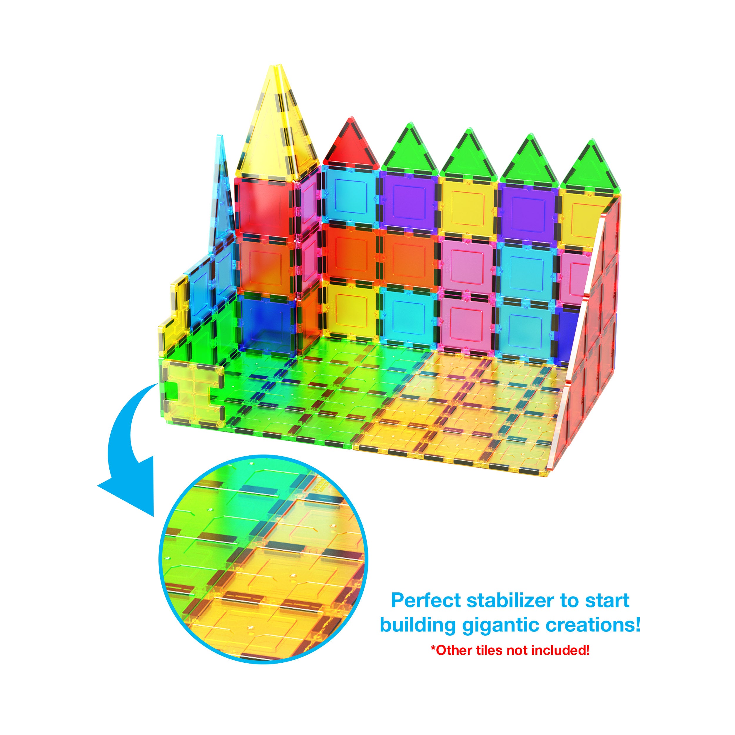 PicassoTiles Big Magnetic Tile Stabilizer Base - 2 Pieces