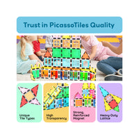 PicassoTiles 61-Piece Magnetic Building Blocks Set  STEM Toy with Storage Bag