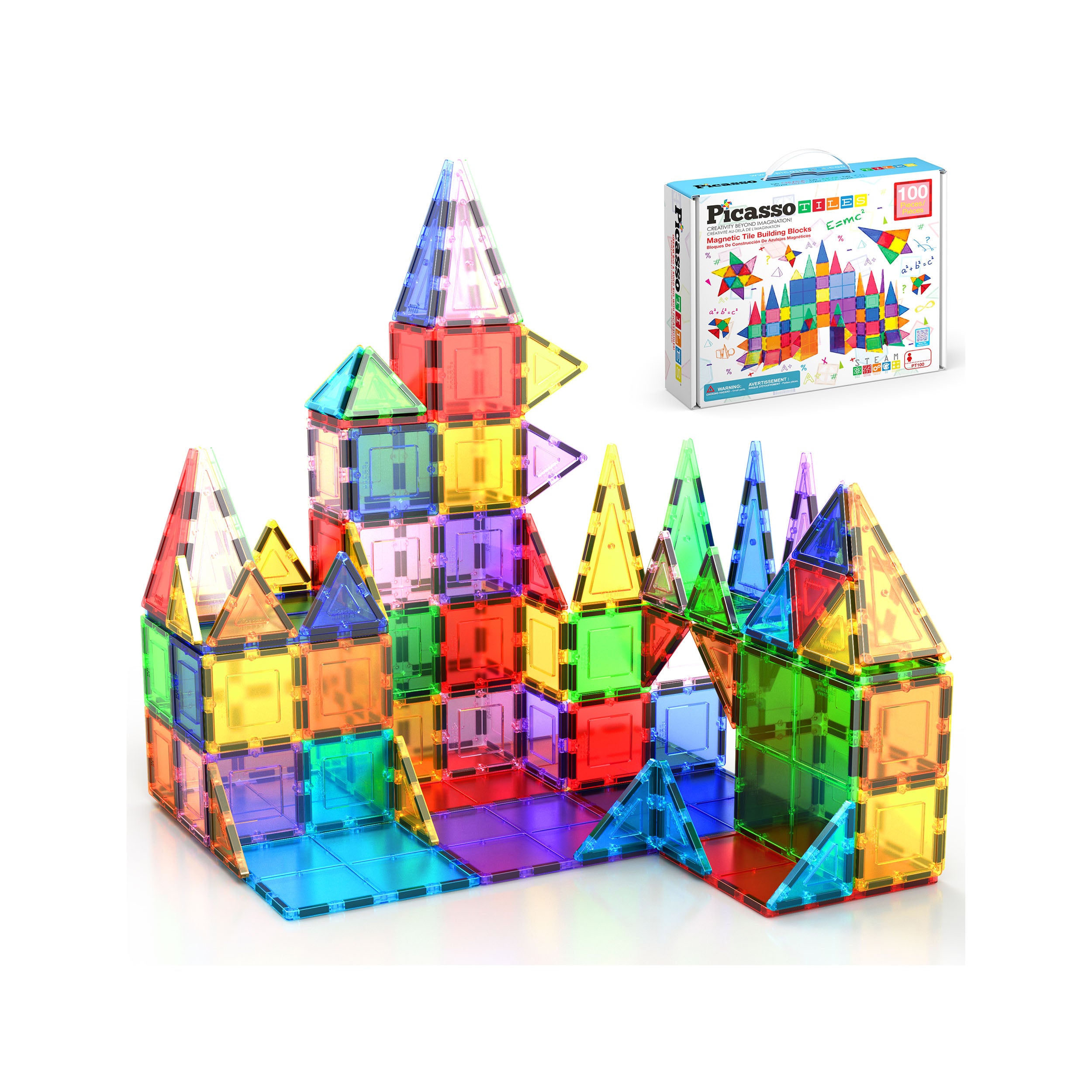 PicassoTiles 100 Classic Piece Magnet Building Tiles PicassoTiles