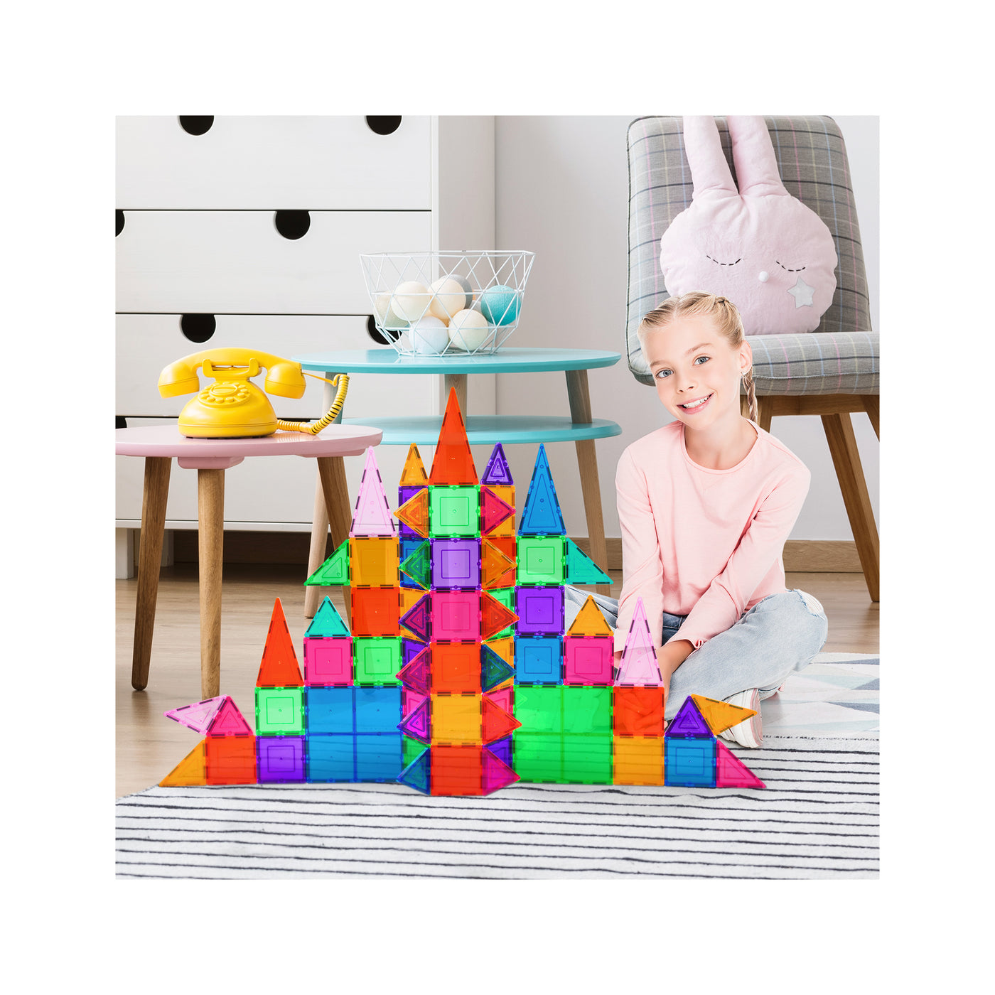 PicassoTiles Classic 101 Piece Magnetic Building Block Playset