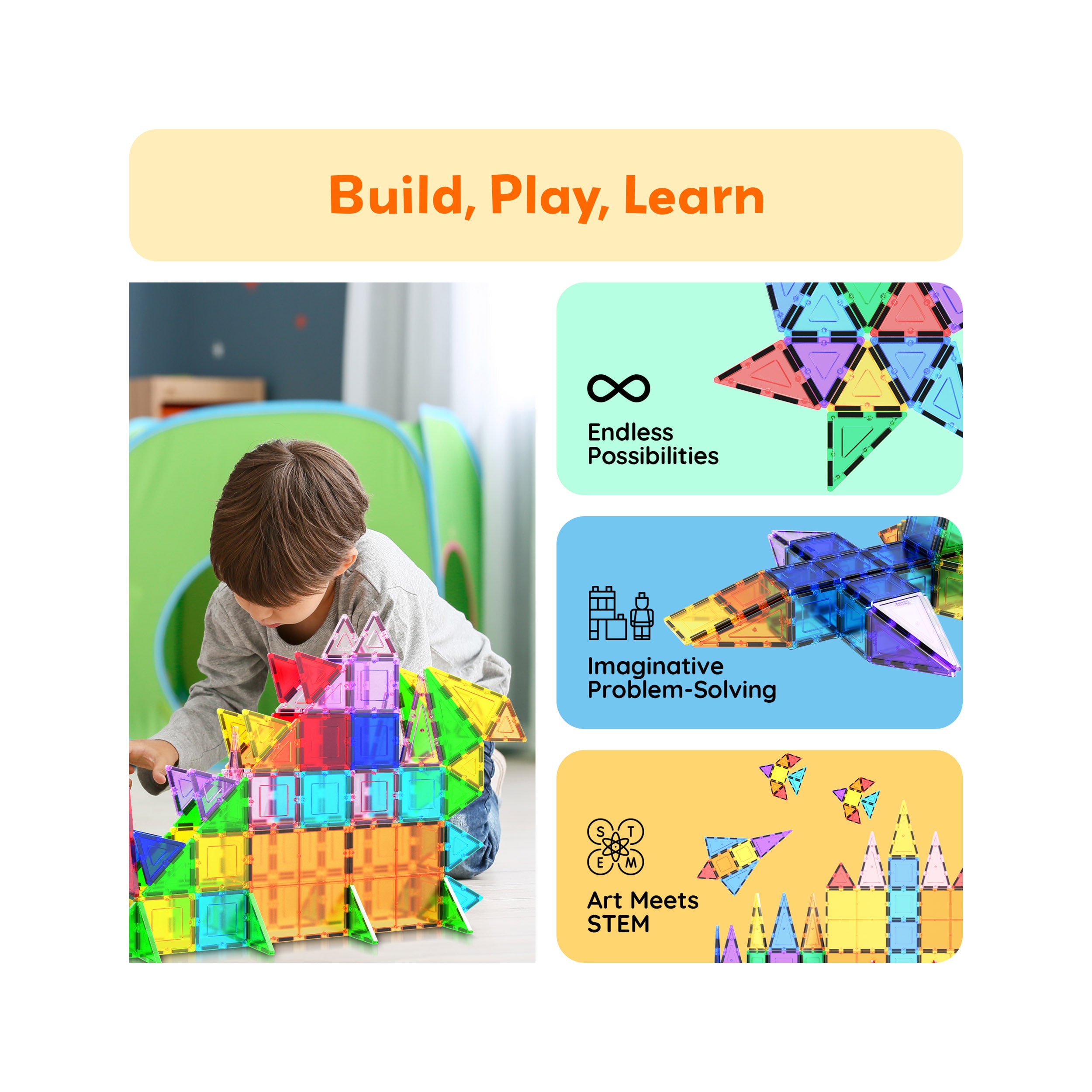 PicassoTiles Classic 101 Piece Magnetic Building Block Playset