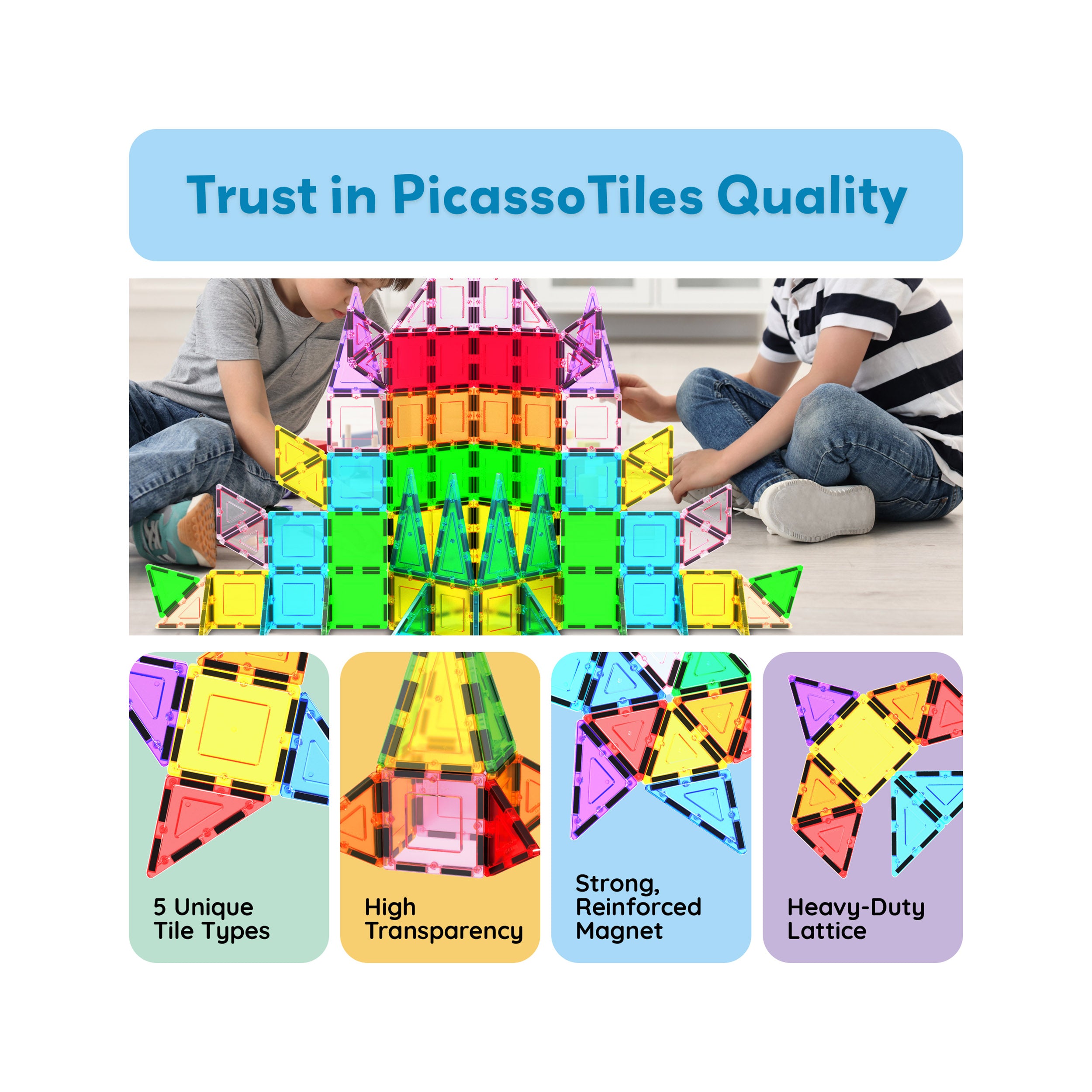 PicassoTiles Classic 101 Piece Magnetic Building Block Playset