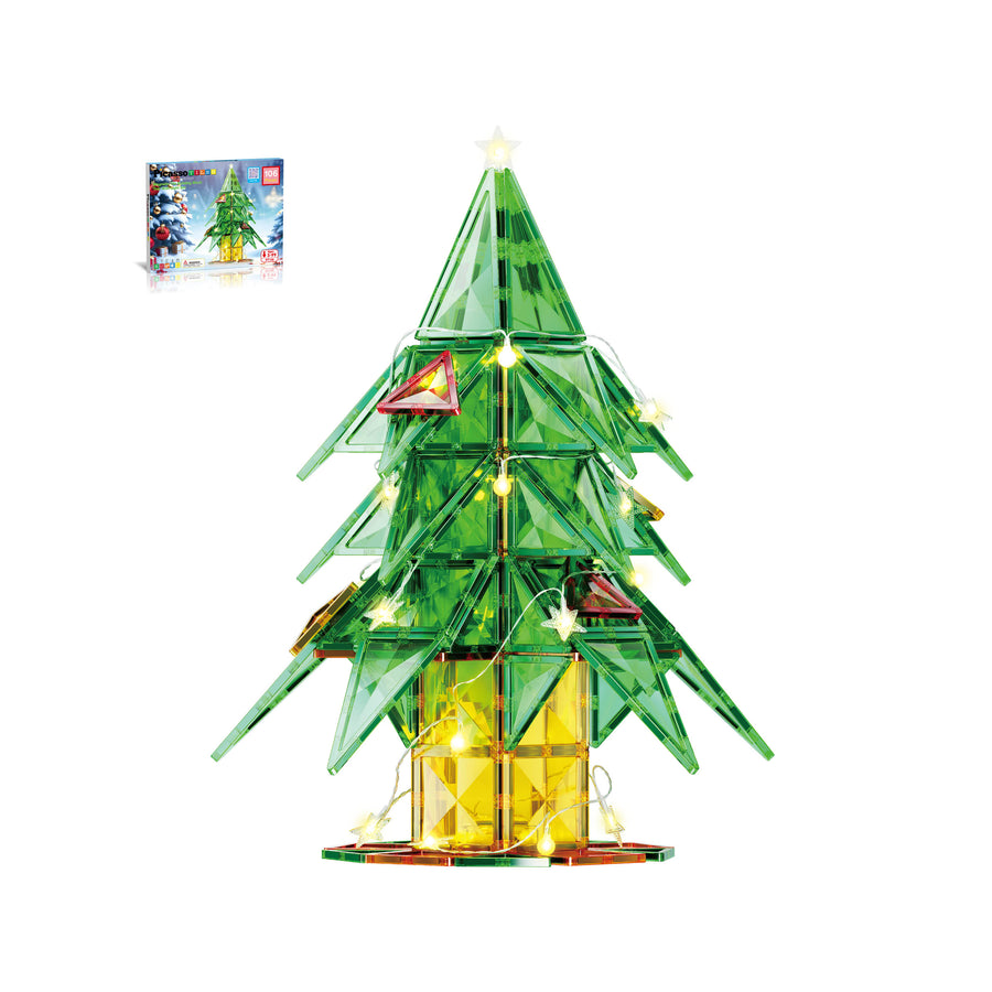 PicassoTiles - Christmas Tree Magnet Building Tiles - 106 Pieces