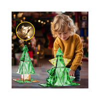 PicassoTiles - Christmas Tree Magnetic Tiles Set with String Lights - 106 Pieces