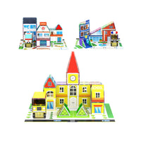 PicassoTiles Imaginative Magnet Tile Cityscape Set with Adhesive Backings