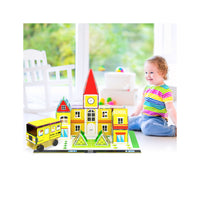 PicassoTiles Imaginative Magnet Tile Cityscape Set with Adhesive Backings