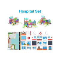 PicassoTiles Imaginative Magnet Tile Cityscape Set with Adhesive Backings