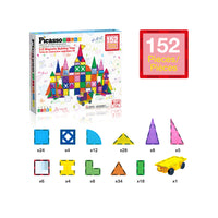 PicassoTiles Magnetic Tile Block Design and Mirror Building Set - 152 Pieces