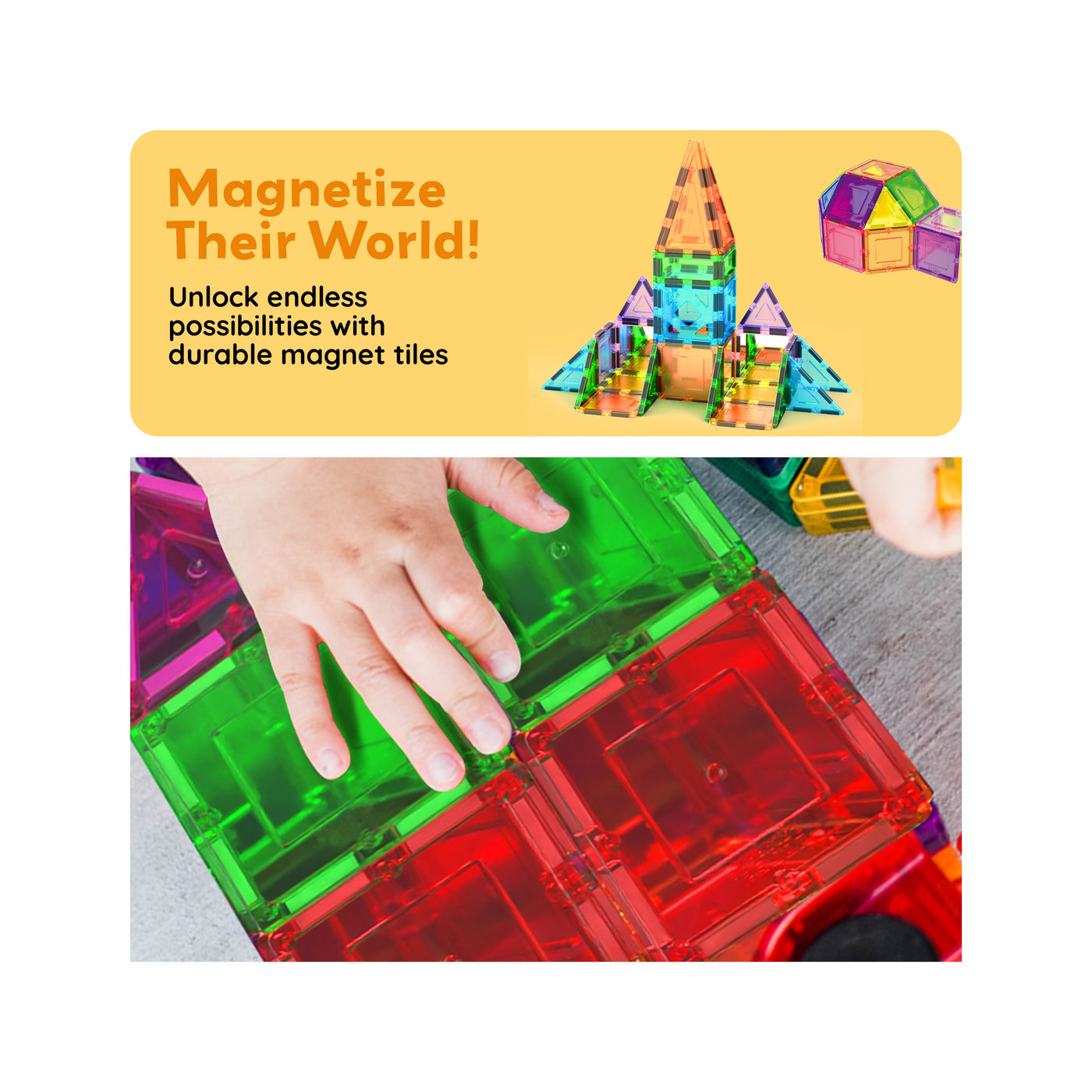 PicassoTiles Magnetic Tile Block Design and Mirror Building Set - 152 Pieces