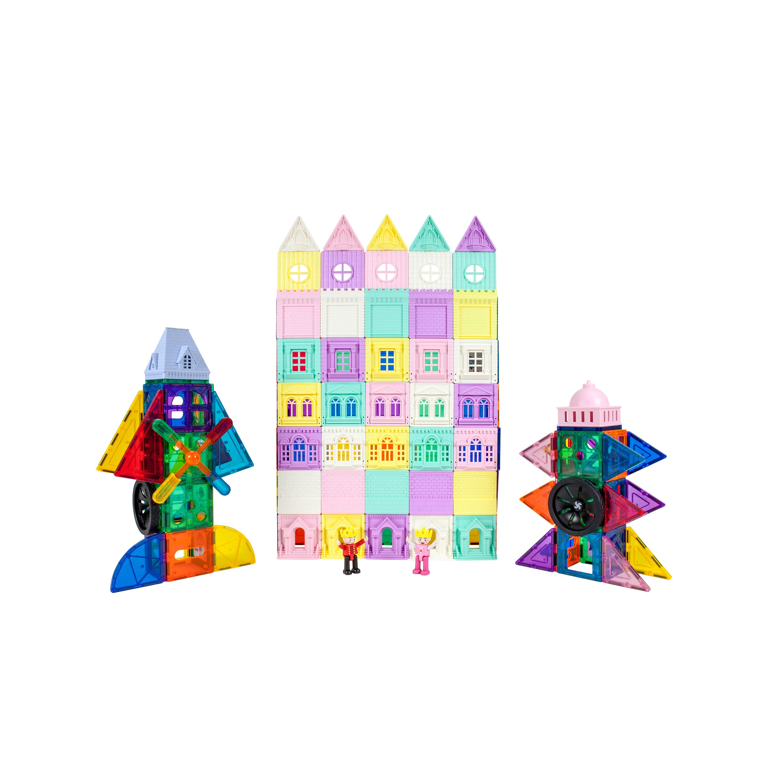 PicassoTiles Magnetic Tile Castle Set with Action Figures & Enhancements