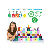 PicassoTiles Magnetic Tile Castle Set with Action Figures & Enhancements