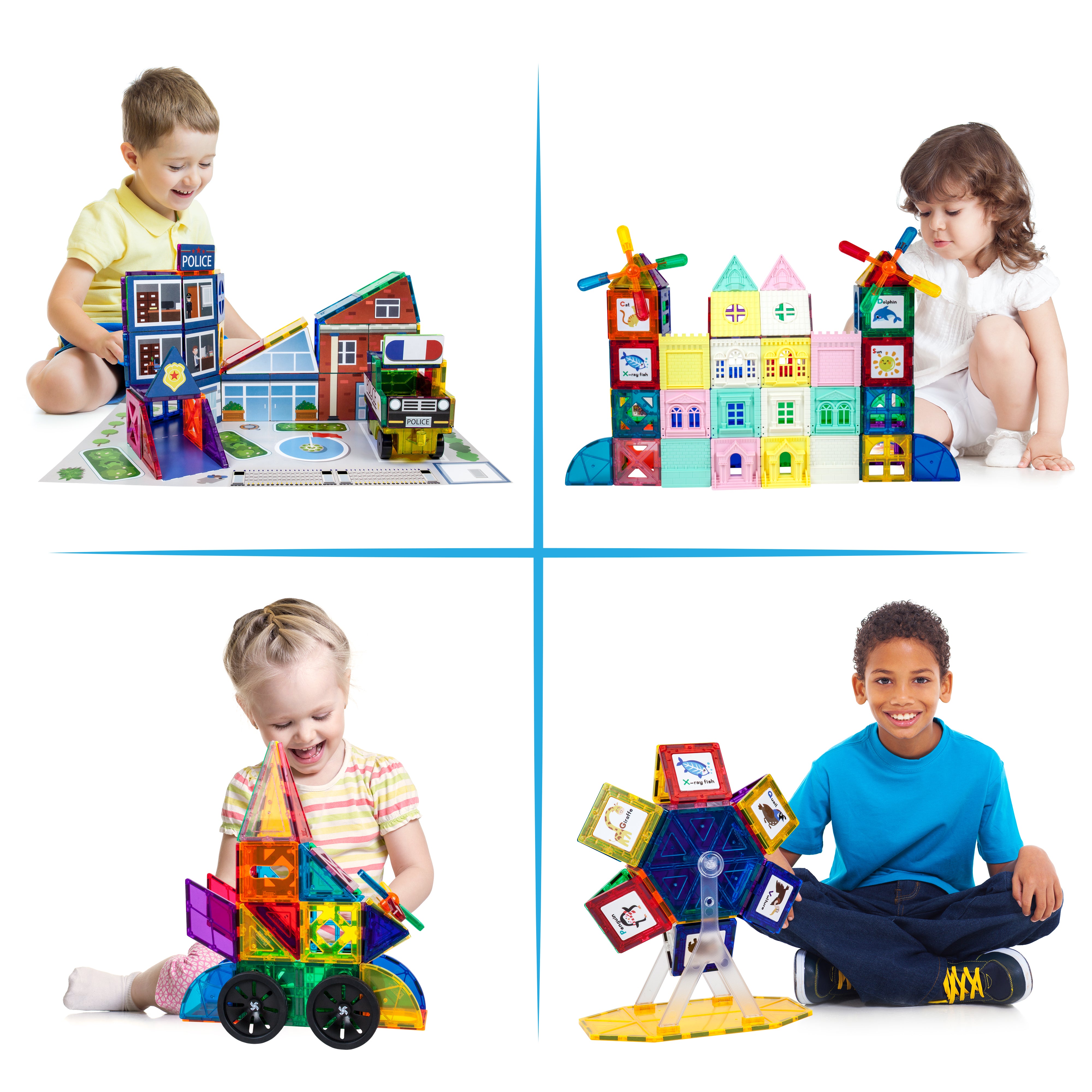 PicassoTiles 3in1 School, Hospital, and Police Station Building Blocks Set