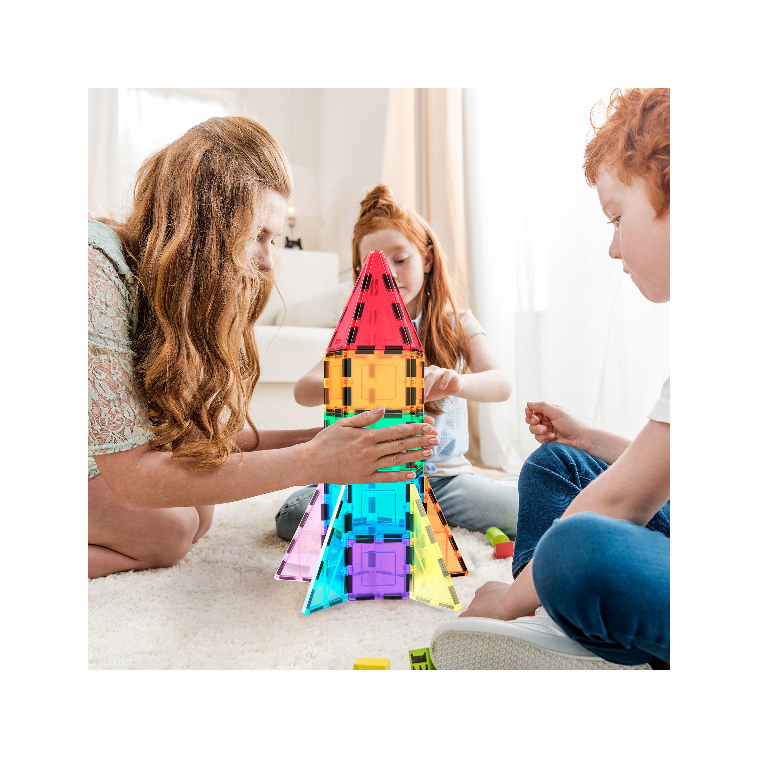 PicassoTiles Magnetic Tile Rocket Ship Toy - 32 Pieces