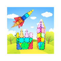 PicassoTiles Magnetic Tile Rocket Ship Toy - 32 Pieces