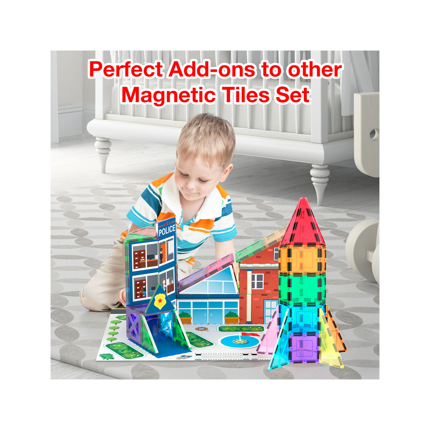 PicassoTiles Magnetic Tile Rocket Ship Toy - 32 Pieces