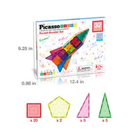 PicassoTiles Magnetic Tile Rocket Ship Toy - 32 Pieces