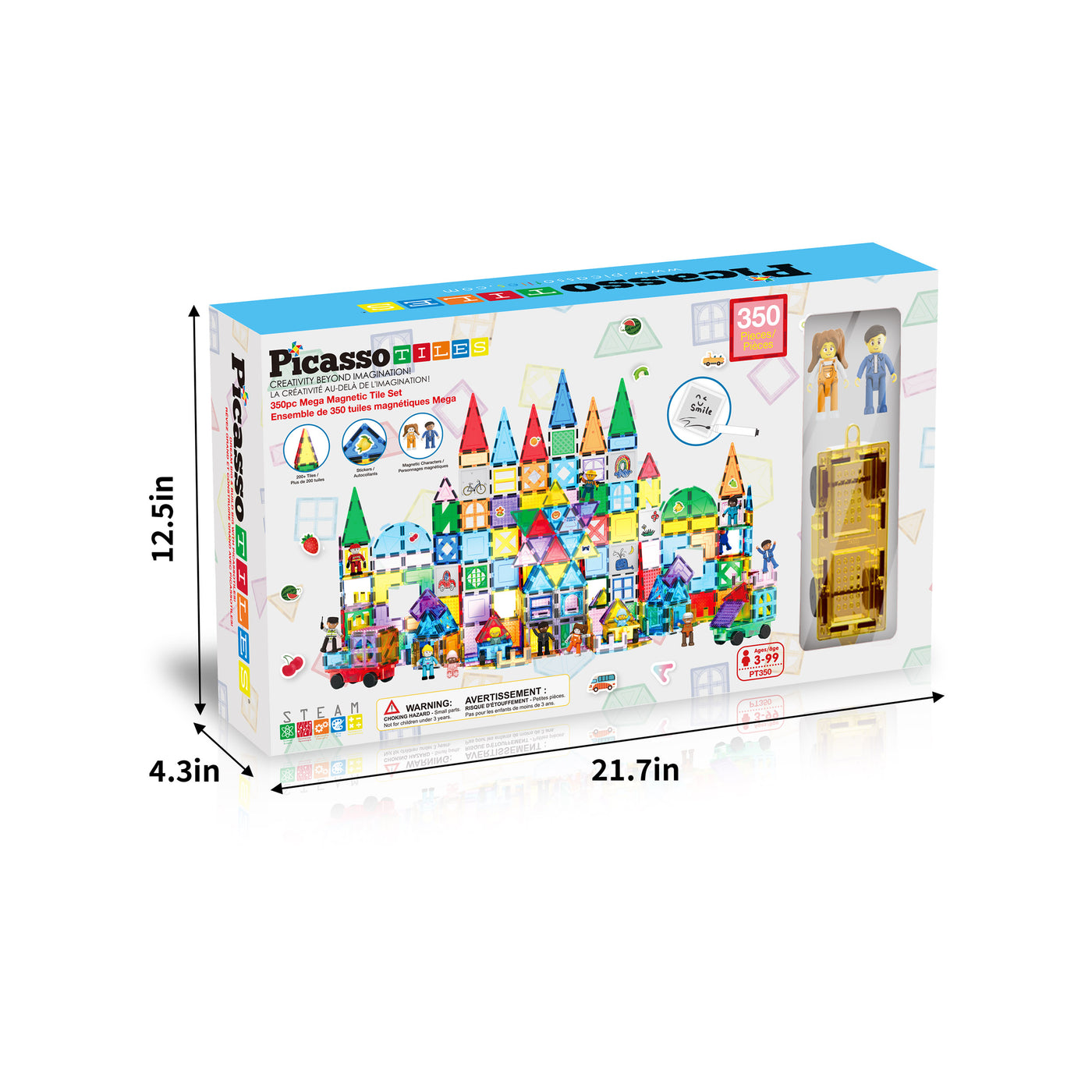 PicassoTiles Extensive 350 Piece Master Builder Magnetic Building Block Set