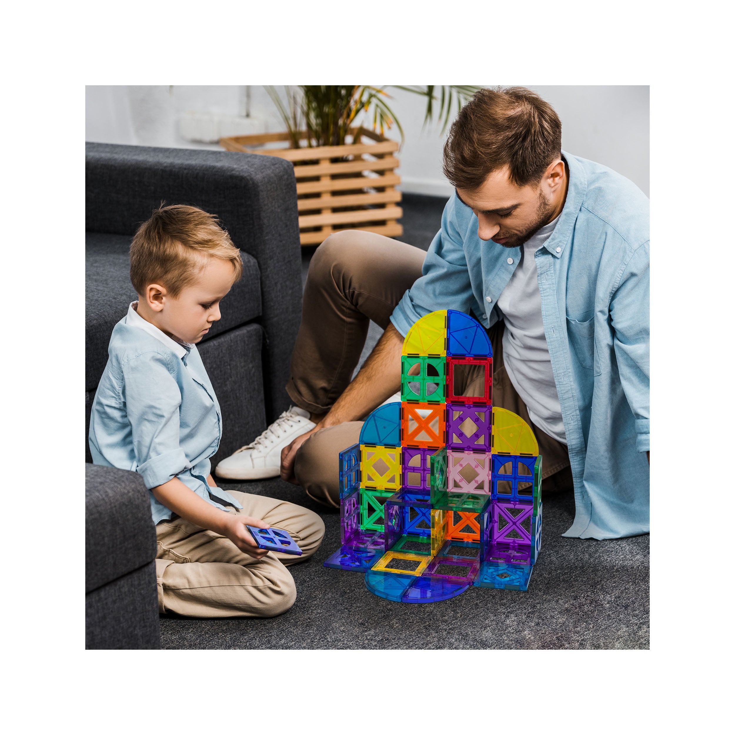 PicassoTiles Magnetic Building Tile Quarter Round and Window Set - 36 Pieces