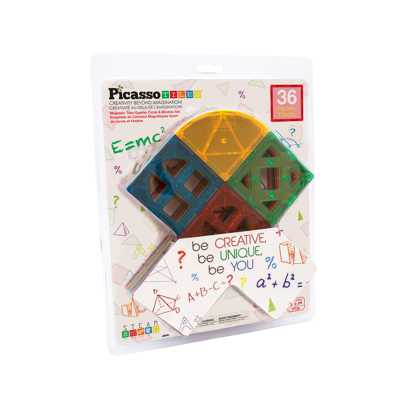 PicassoTiles Magnetic Building Tile Quarter Round and Window Set - 36 Pieces