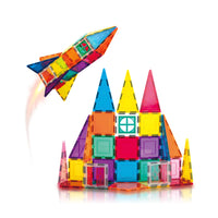 PicassoTiles 36pc Rocket Ship Magnetic Building Block Set