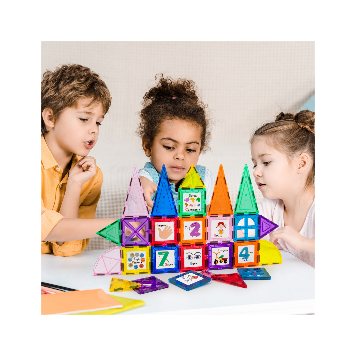 PicassoTiles Magnet Tile Toy Click-In Graphic Art Piece Set - 42 Pieces