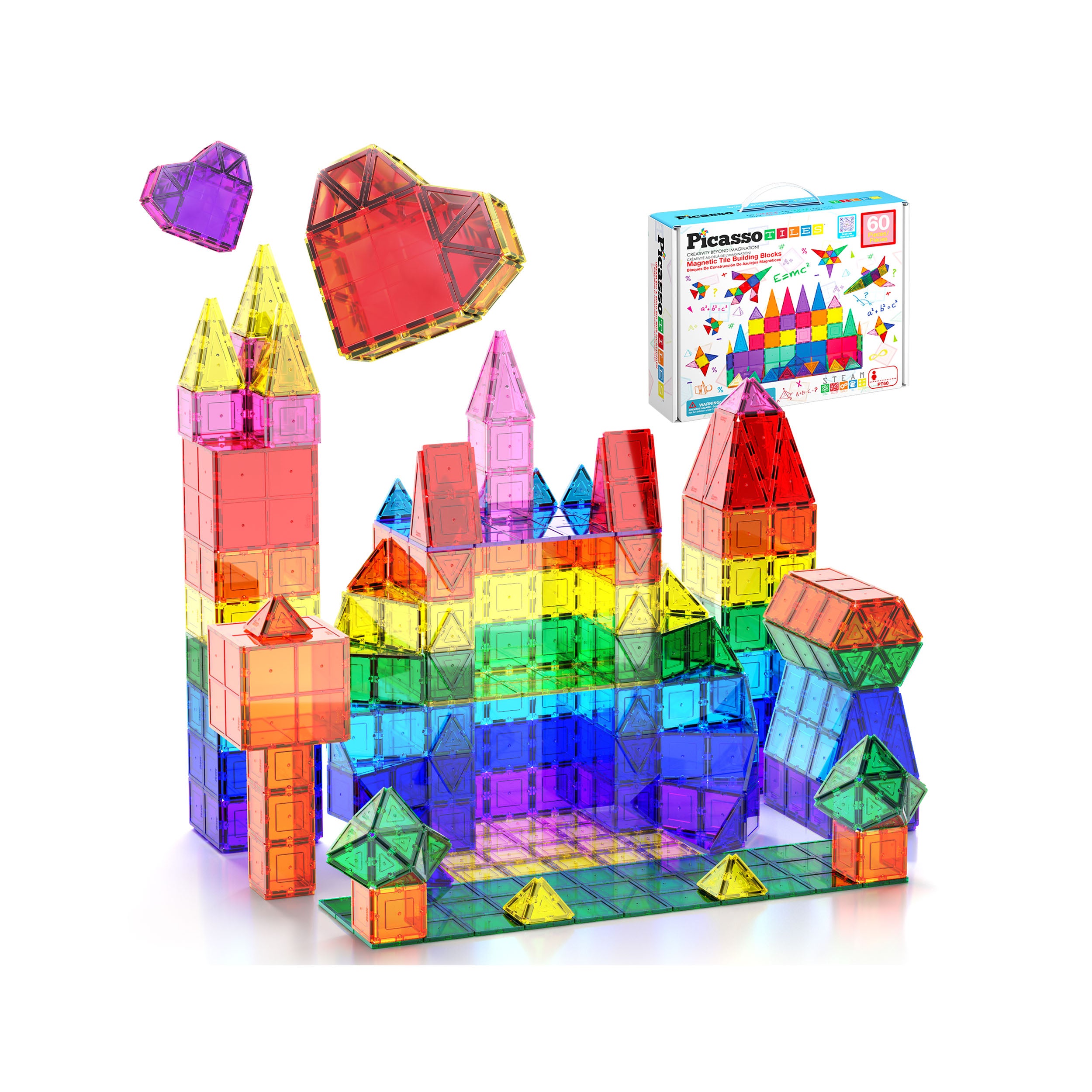 PicassoTiles 60 Piece Classic Magnet Building Tiles