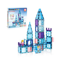 PicassoTiles 72pc Ice Castle Magnet Building Tiles with Characters