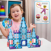 PicassoTiles 72pc Ice Castle Magnet Building Tiles with Characters