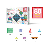 PicassoTiles 80 Piece Magnetic Building Block Set w Car Base