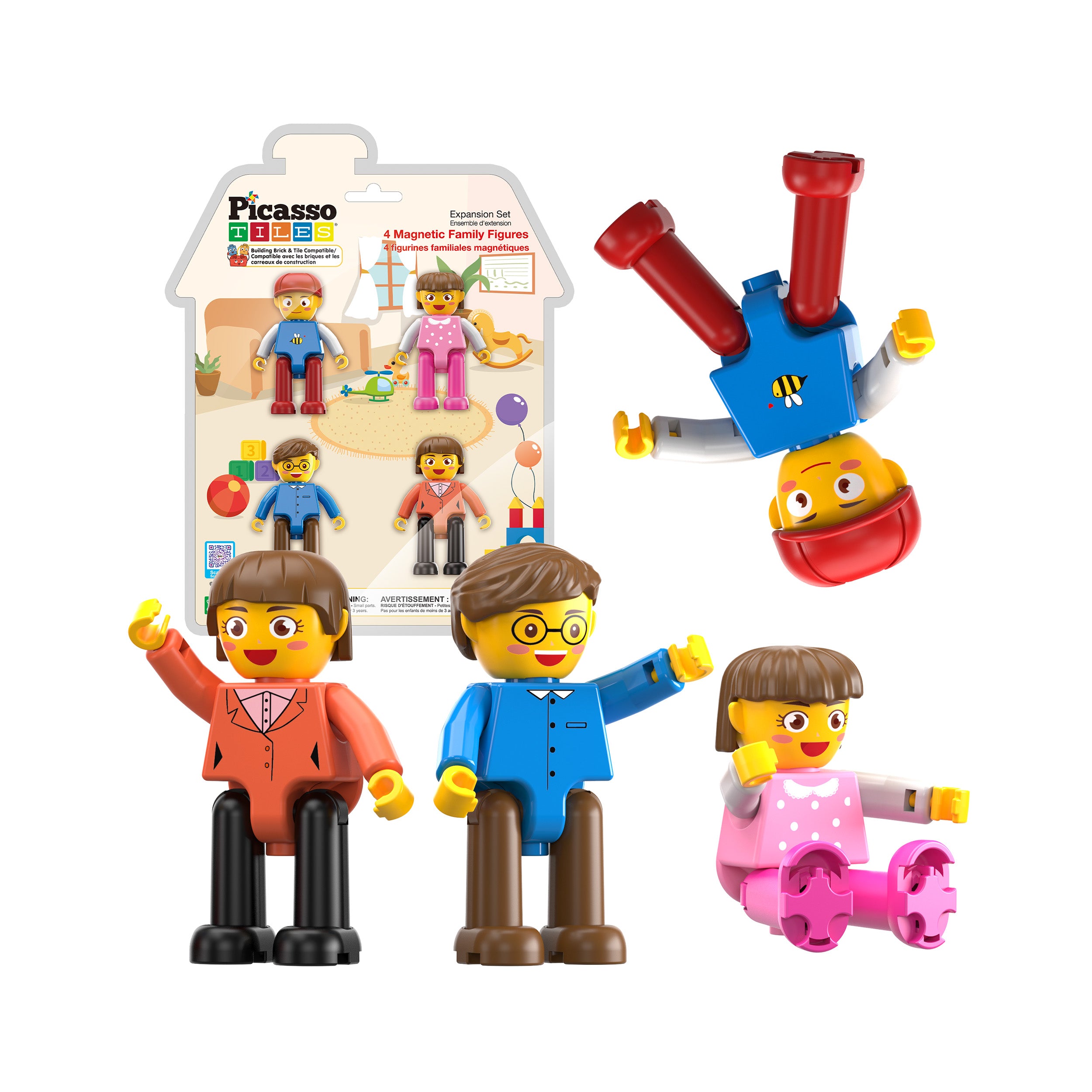 PicassoTiles 4 Piece Family Character People Figure Set