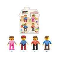 PicassoTiles 4 Piece Family Character People Figure Set