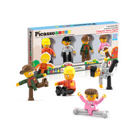 PicassoTiles 4 Piece Career Character Action Figure Magnet Tile Playset