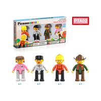 PicassoTiles 4 Piece Career Character Action Figure Magnet Tile Playset