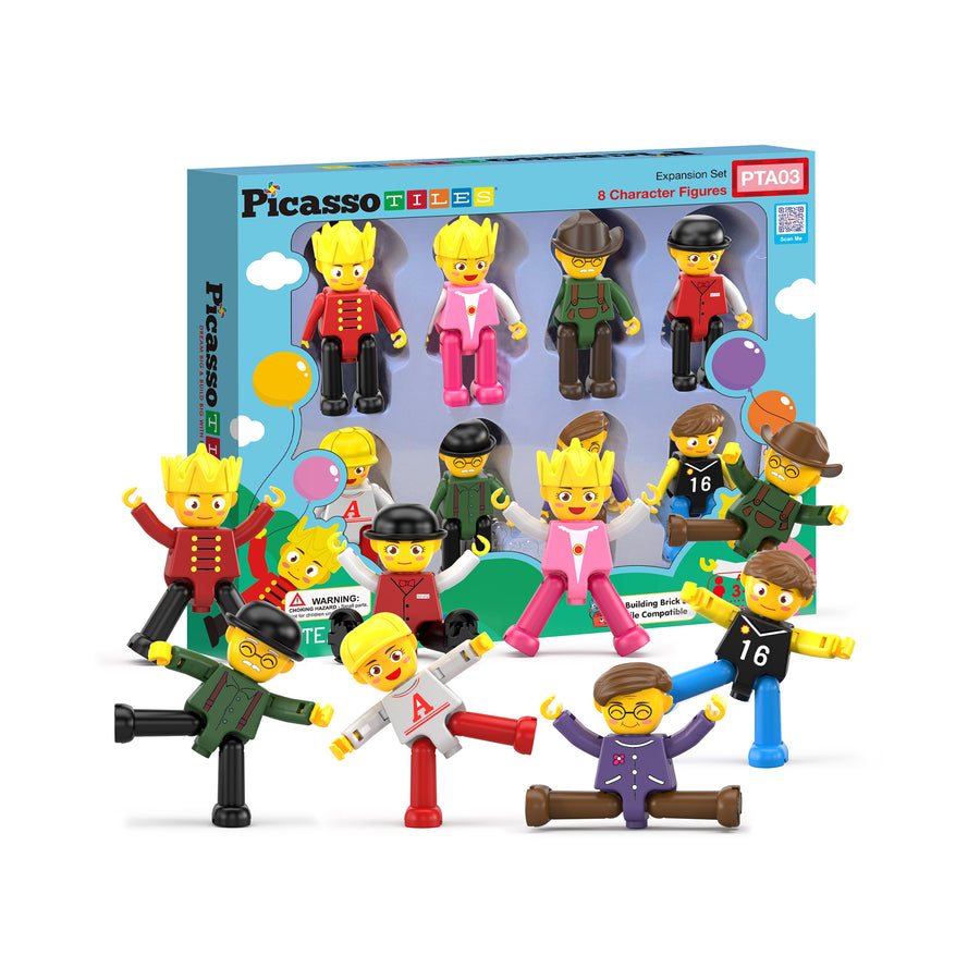 PicassoTiles 8pc Character Action Figure Multi Pack Set