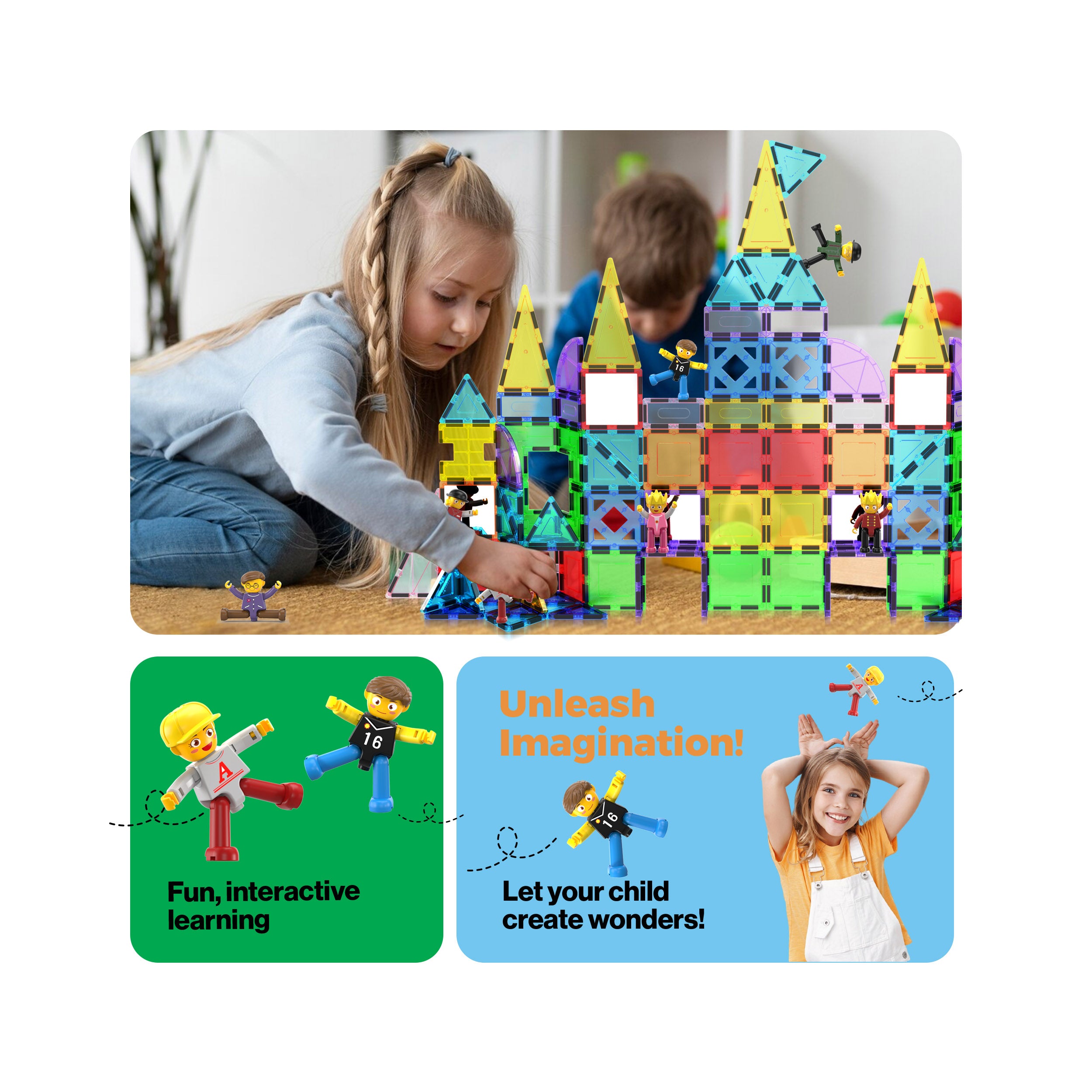 PicassoTiles 8pc Character Action Figure Multi Pack Set