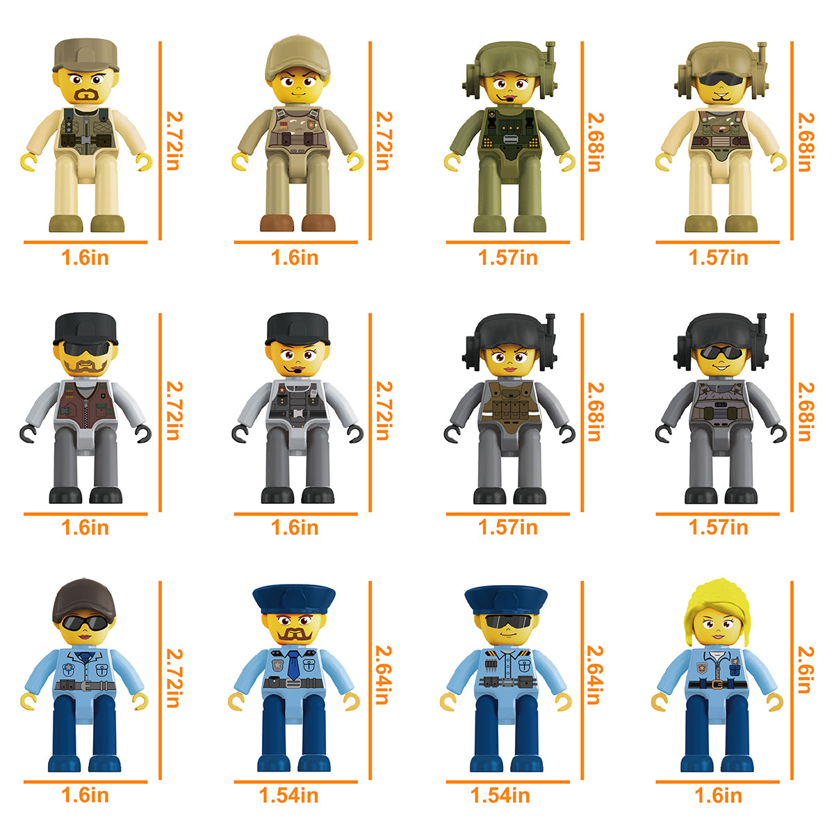 PicassoTiles Law Enforcement & Military Character Figure Set