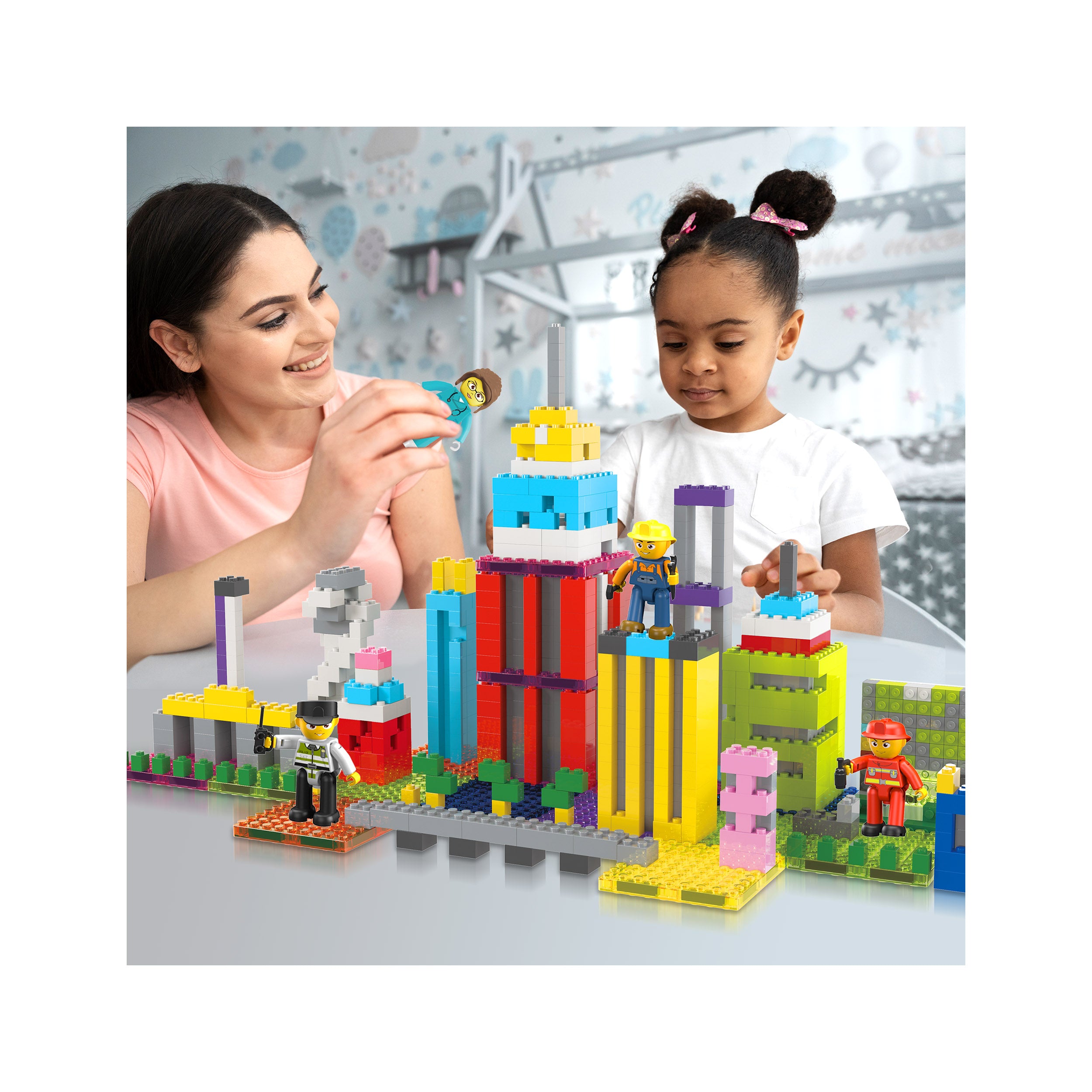 PicassoTiles 4 Piece City Builder Character Figure Set