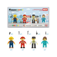 PicassoTiles 4 Piece City Builder Character Figure Set