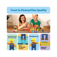 PicassoTiles 4 Piece City Builder Character Figure Set