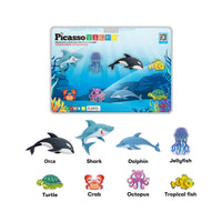 PicassoTiles Magnet Tile Building Blocks 8 Marine Animal Action Figures