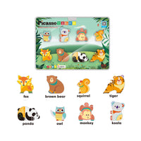 PicassoTiles Magnet Tile Building Blocks 8 Forest Animal Action Figures