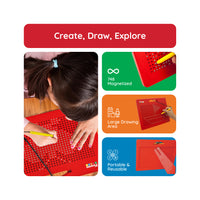 PicassoTiles Large 12"x10" Red 748pc Magnetic Bead Drawing Board